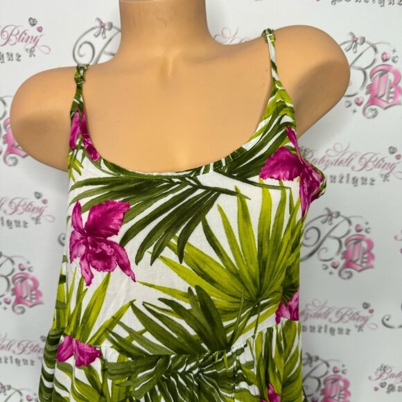 Brandy Melville dress tropical 🌴 green white pink open back strappy beach 🏖️ - Picture 4 of 14